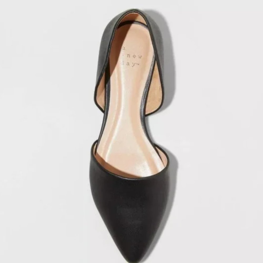 A New Day Women's Rebecca Black Faux Leather Pointed Ballet Flats